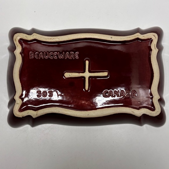 Beautiful vintage Beauceware glazed red and turquoise rectangular planter - Picture 5 of 8